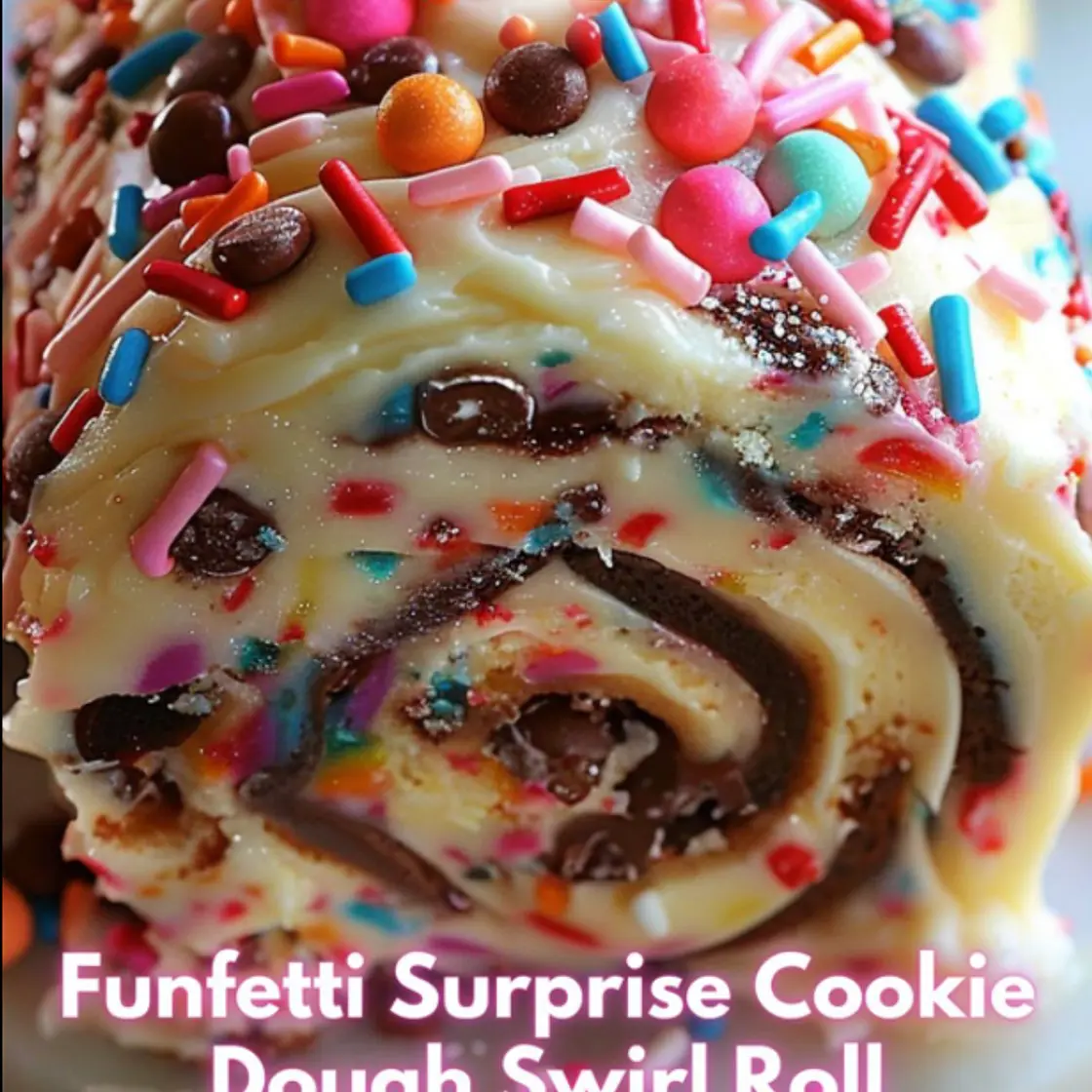 Funfetti Surprise Cookie Dough Swirl Roll 🎉🍪