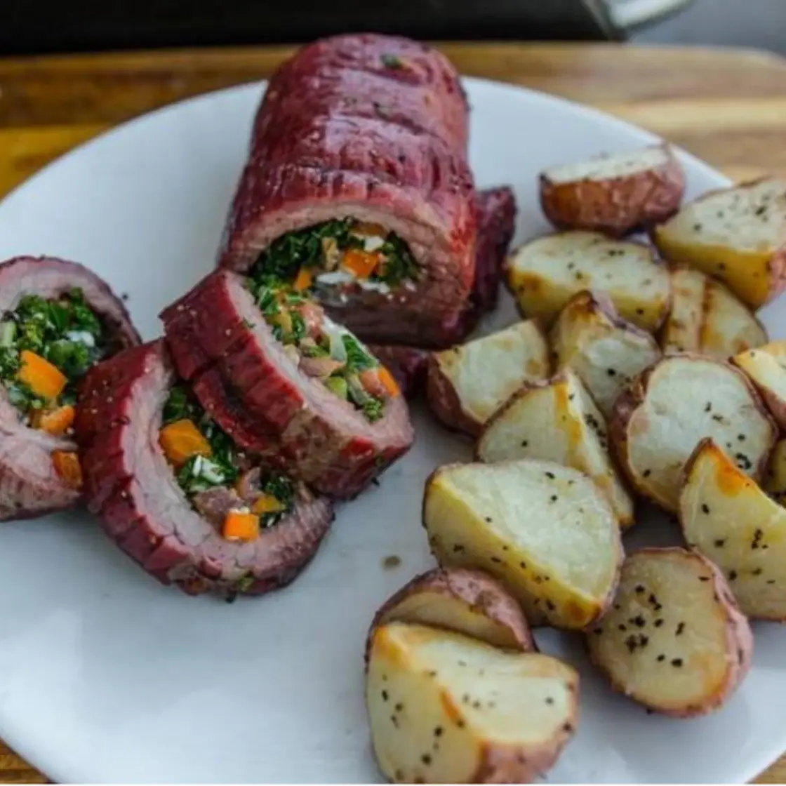 Smoked Veggie-Stuffed Flank Steak E