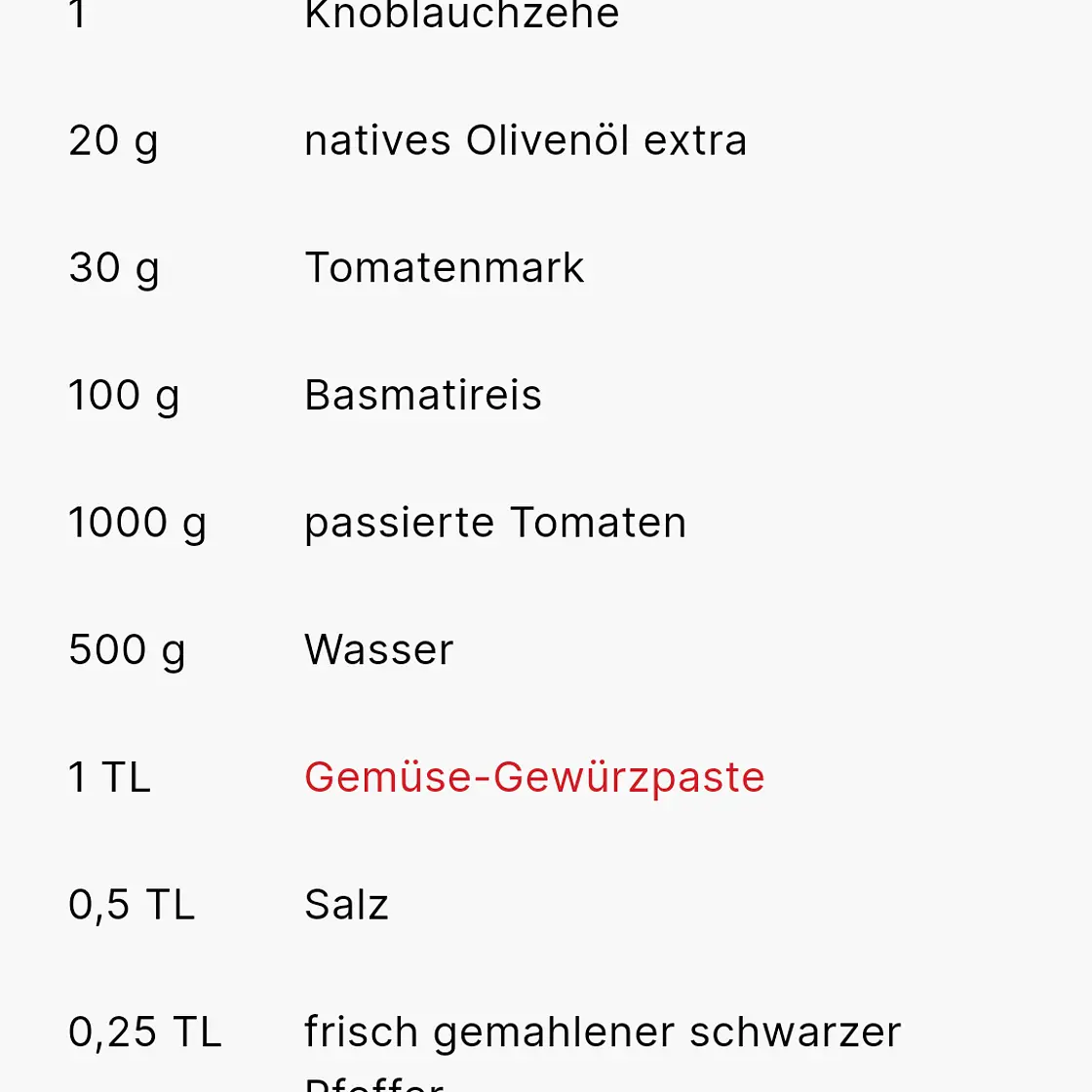 Tomatensuppe mit Reis (MC)