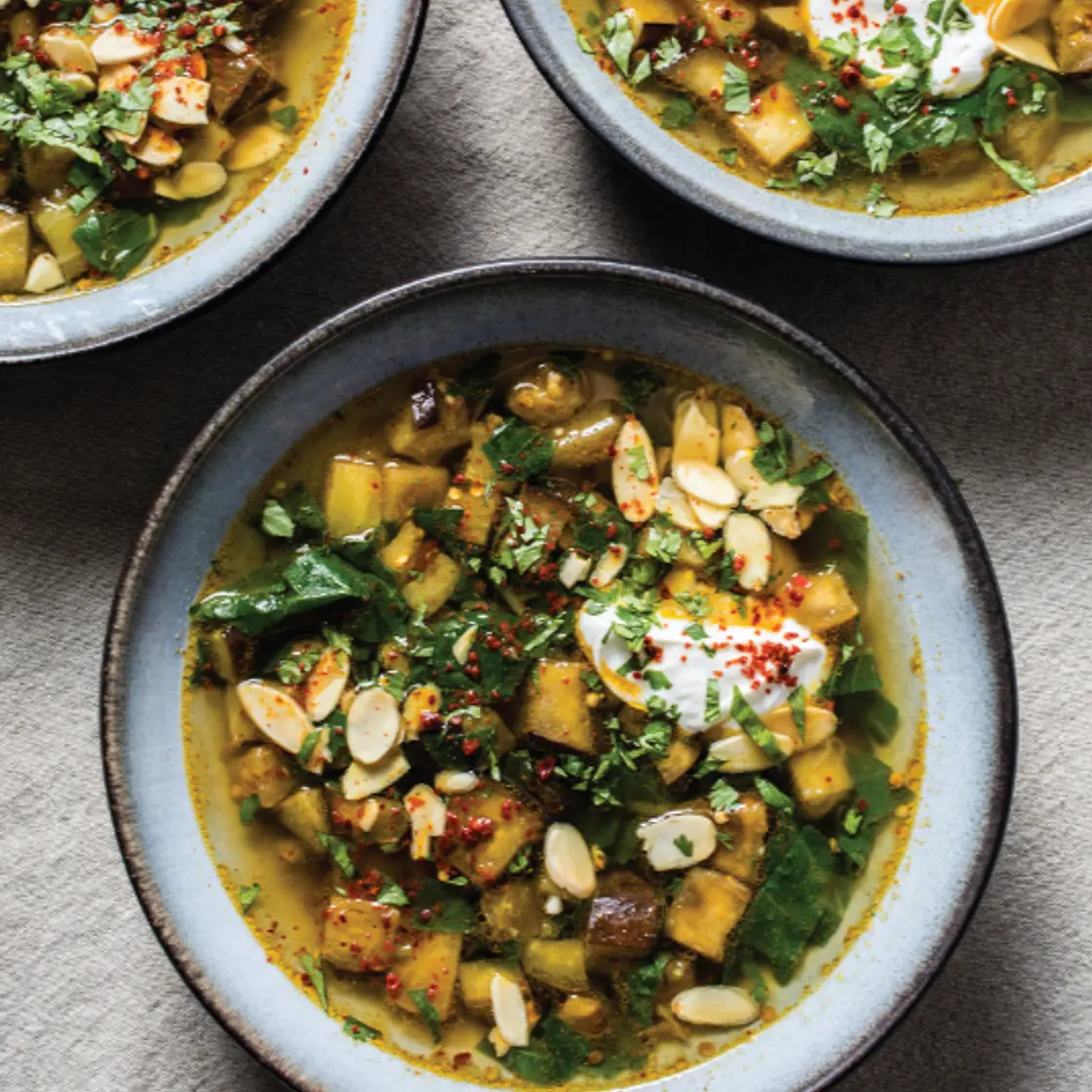 Roasted Eggplant and Kale Soup