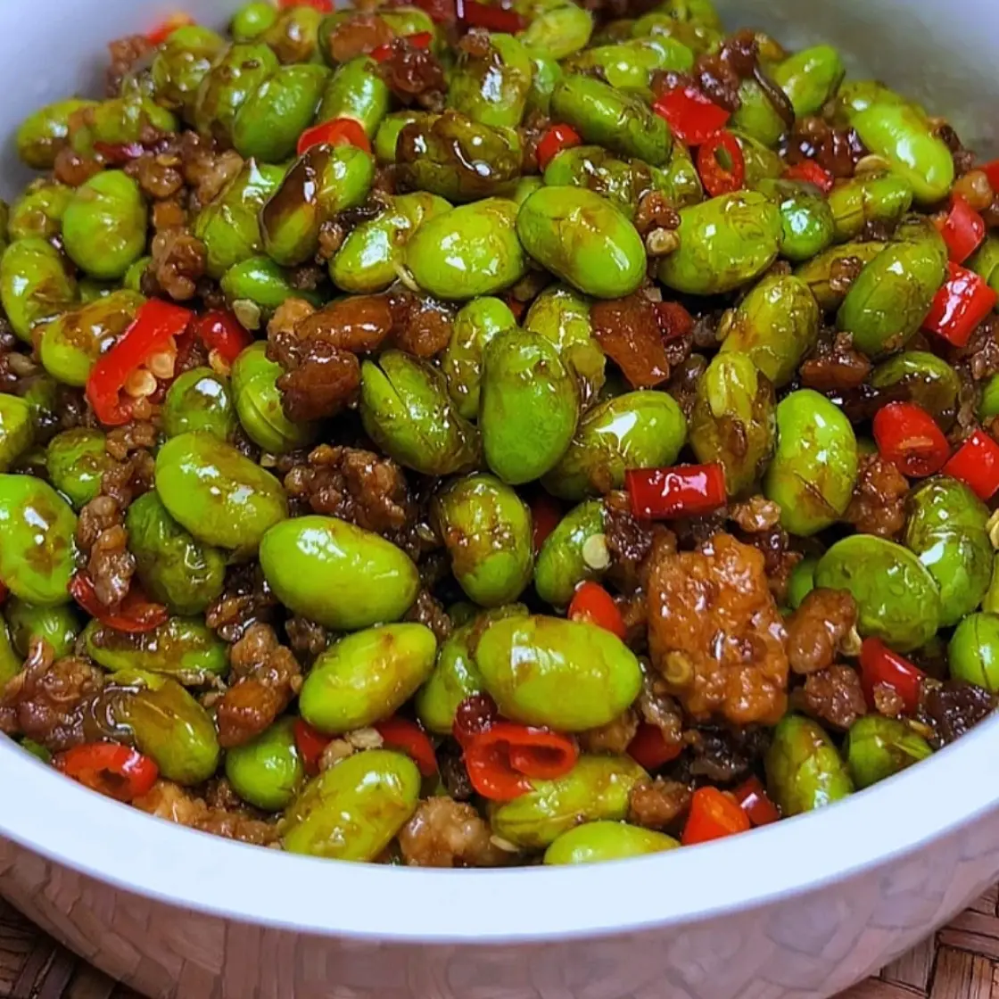 肉末炒毛豆