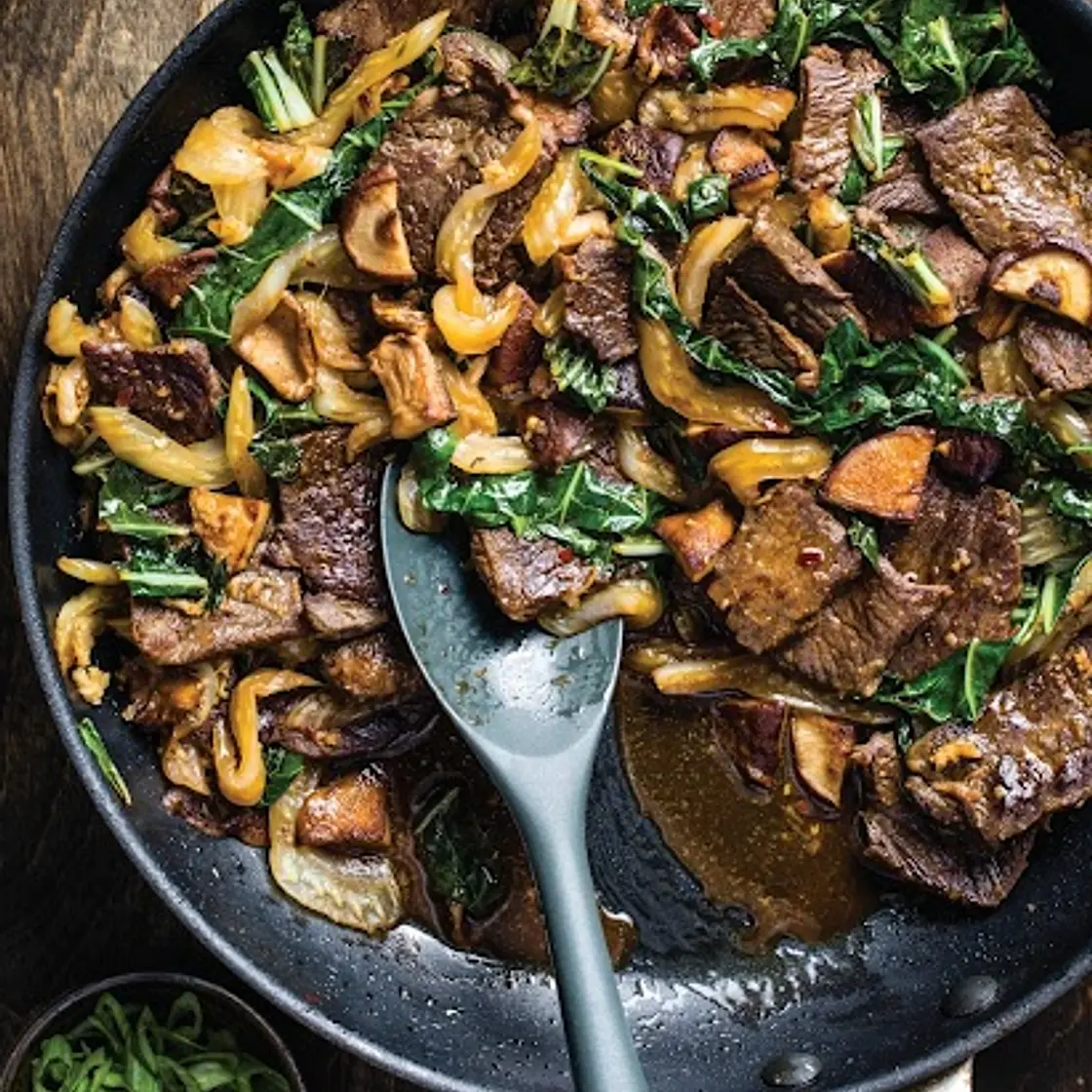 Beef Stir Fry with Bok Chow and Shiitakes