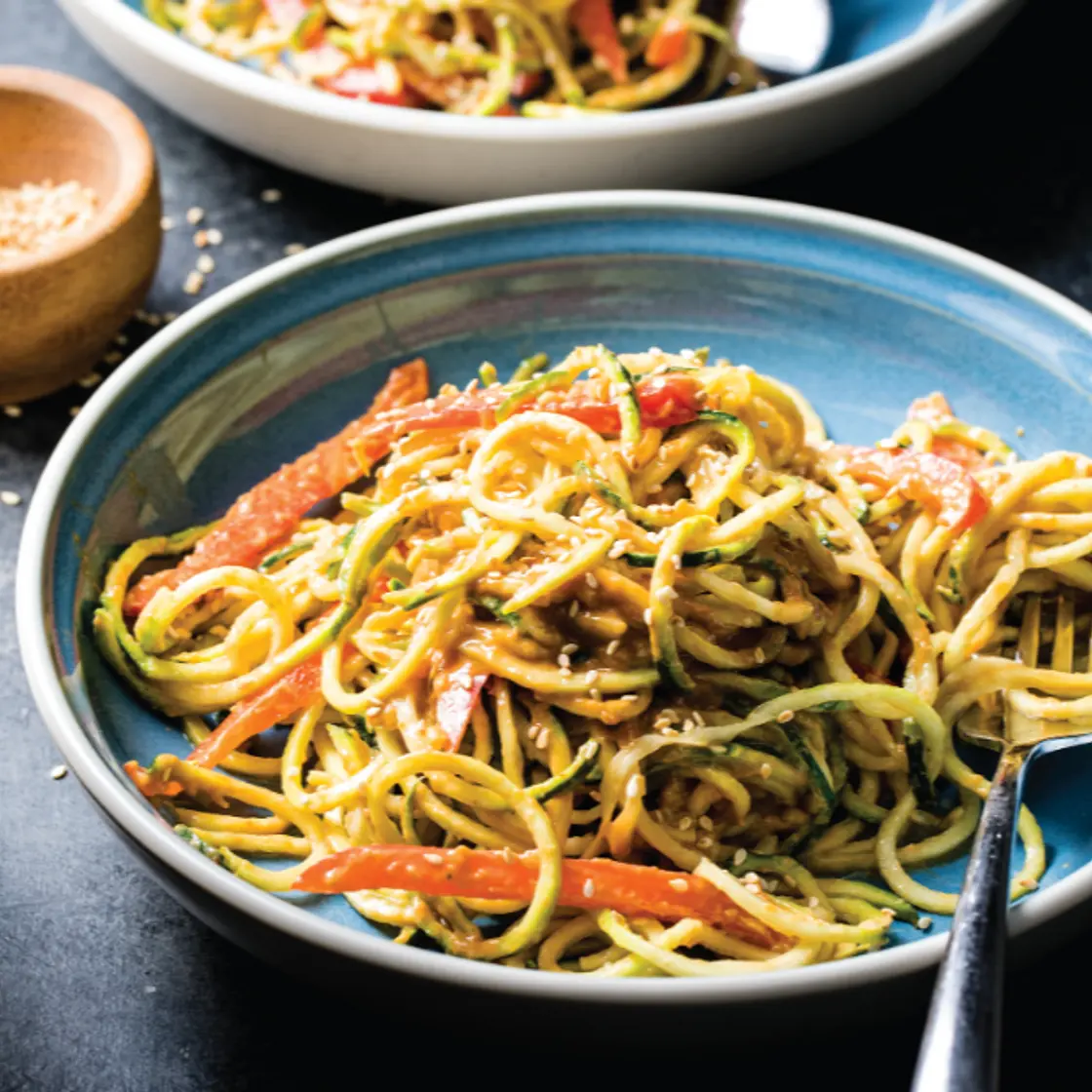 Zucchini Noodle Salad with Peanut Ginger Dressing