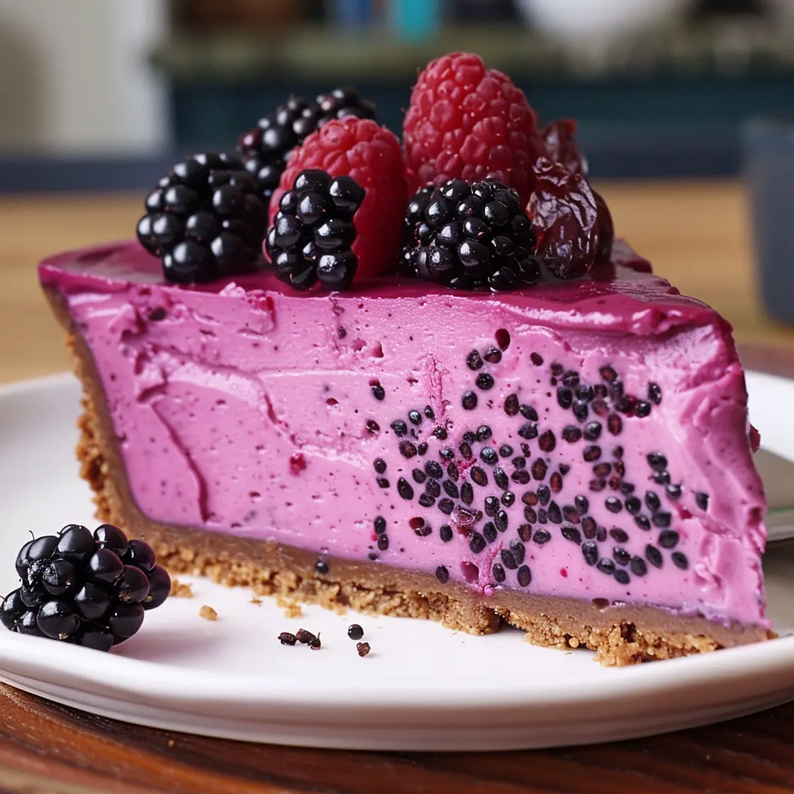 Pitaya and Black Goji Berry Cheesecake