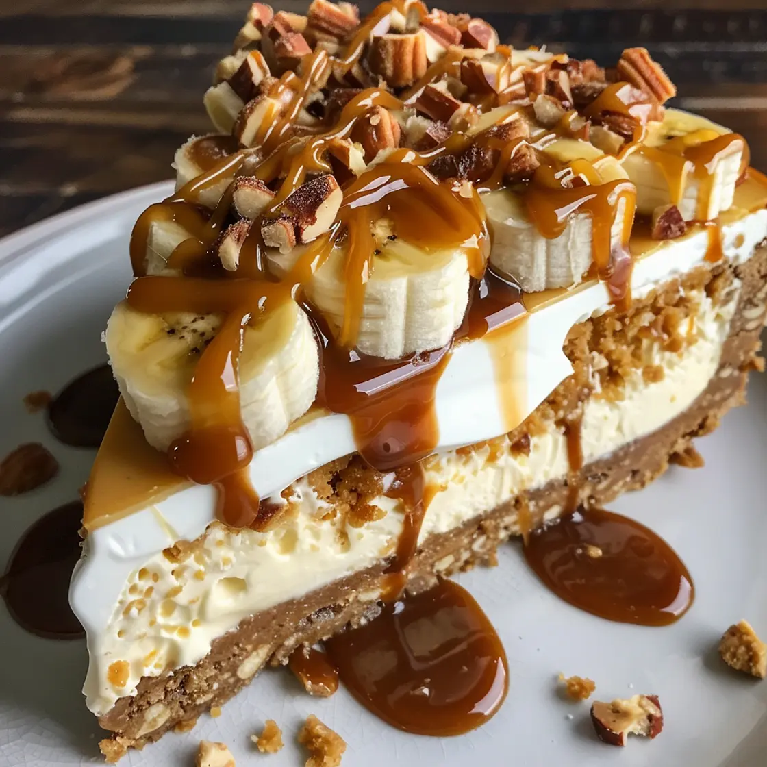 Irresistible Banana Caramel Peanut Butter Cheesecake