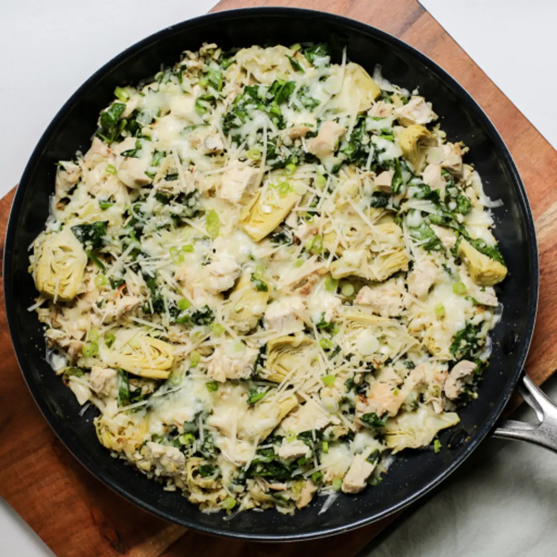 One Pan Spinach-Artichoke Chicken