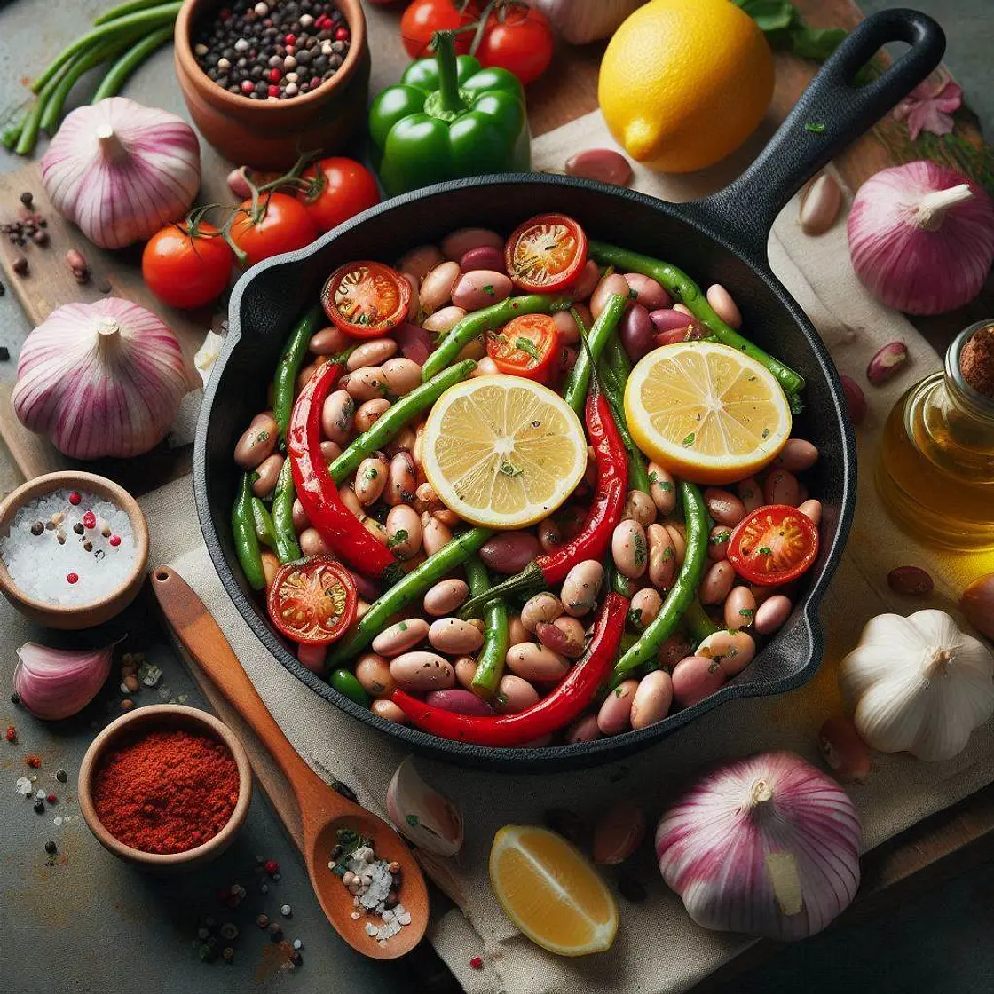 Garlic Lemon Bean & Tomato Skillet (Vegetarian)