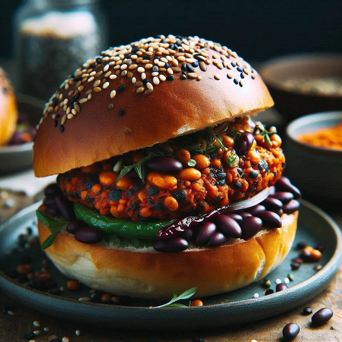 Smoky Red Lentil and Black Bean Bun