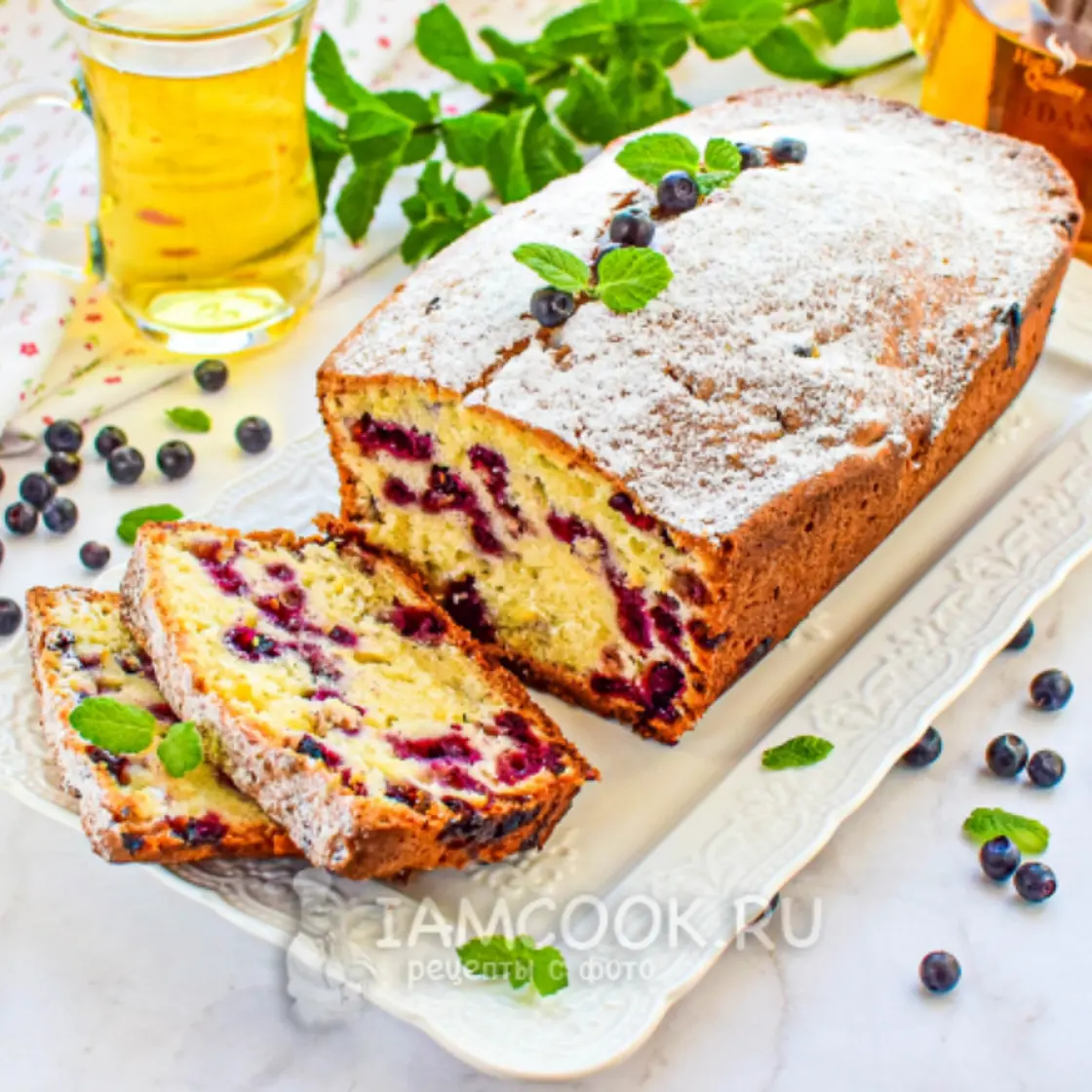 Творожный кекс с черникой