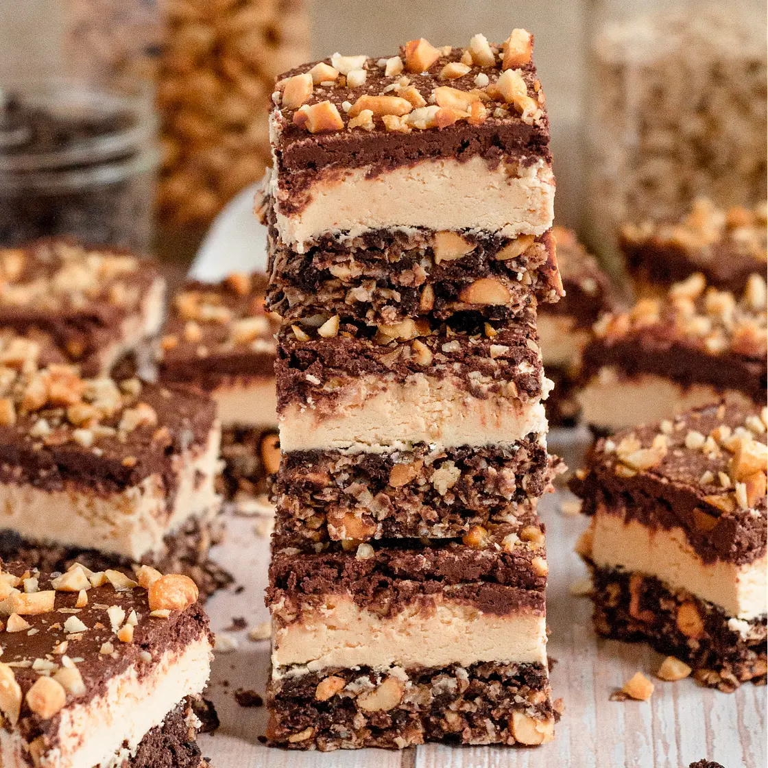 Gluten-Free Peanut Butter Bars (Vegan) - Caked by Katie