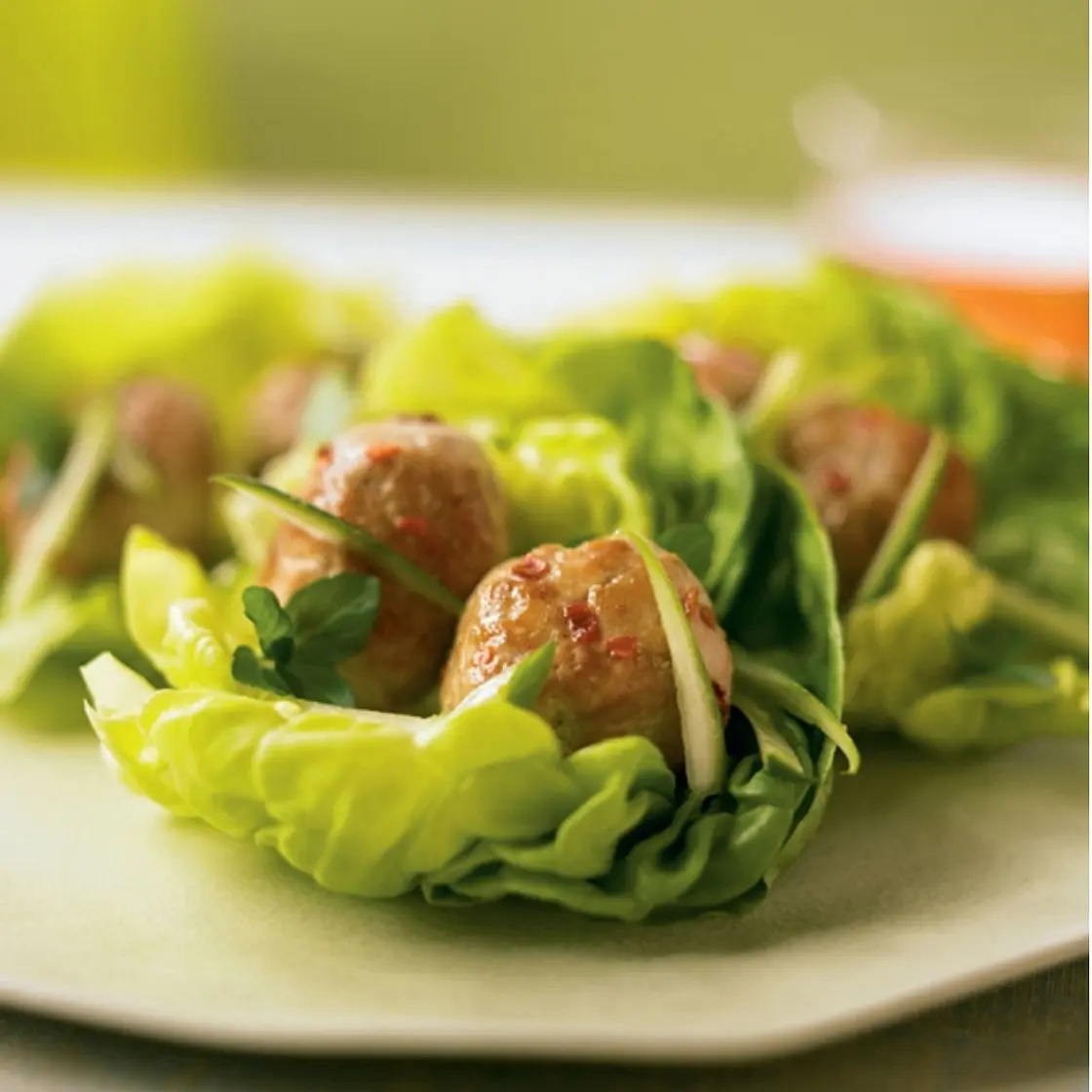 Asian Turkey Meatballs in Lettuce Cups