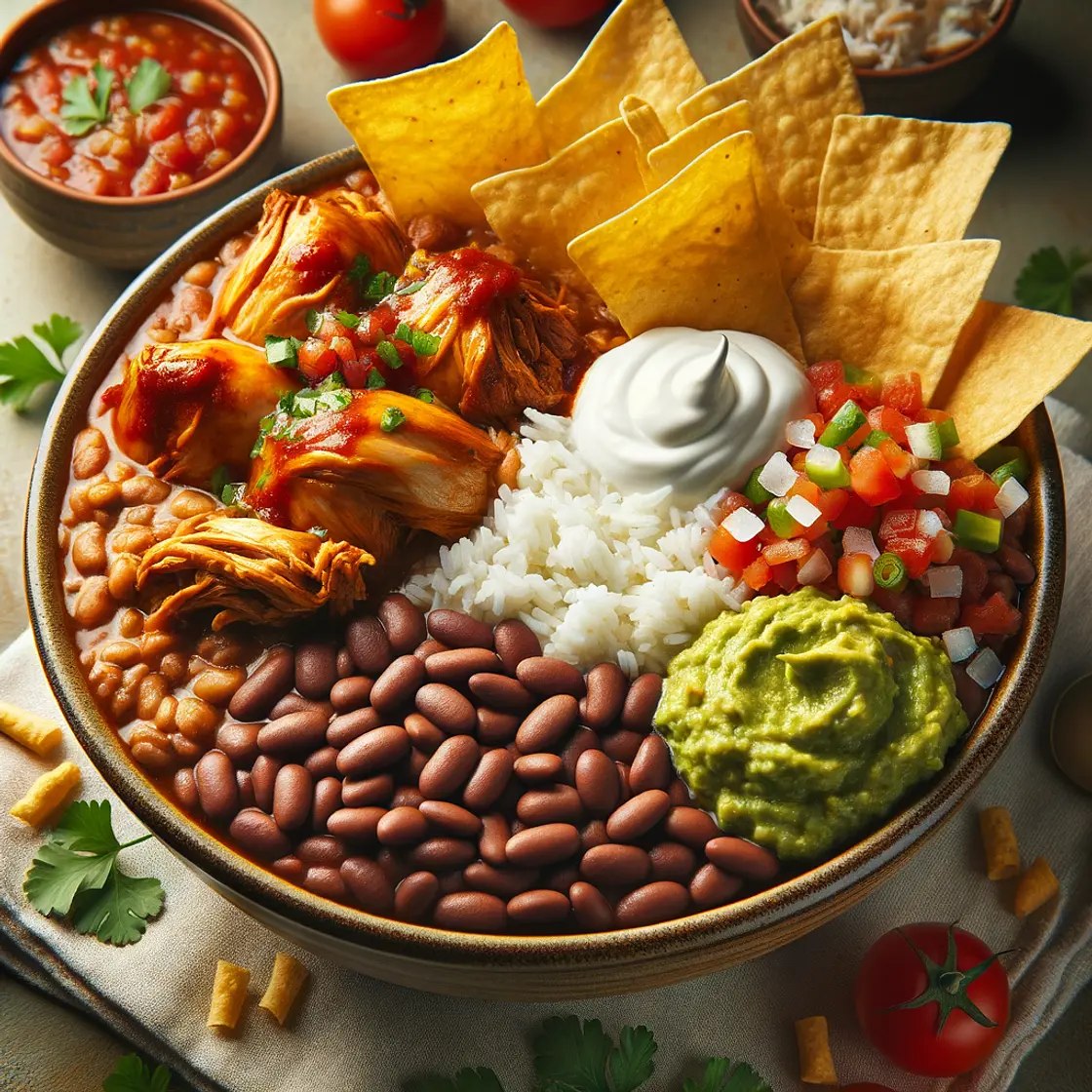 Bean bowls with tortilla chips