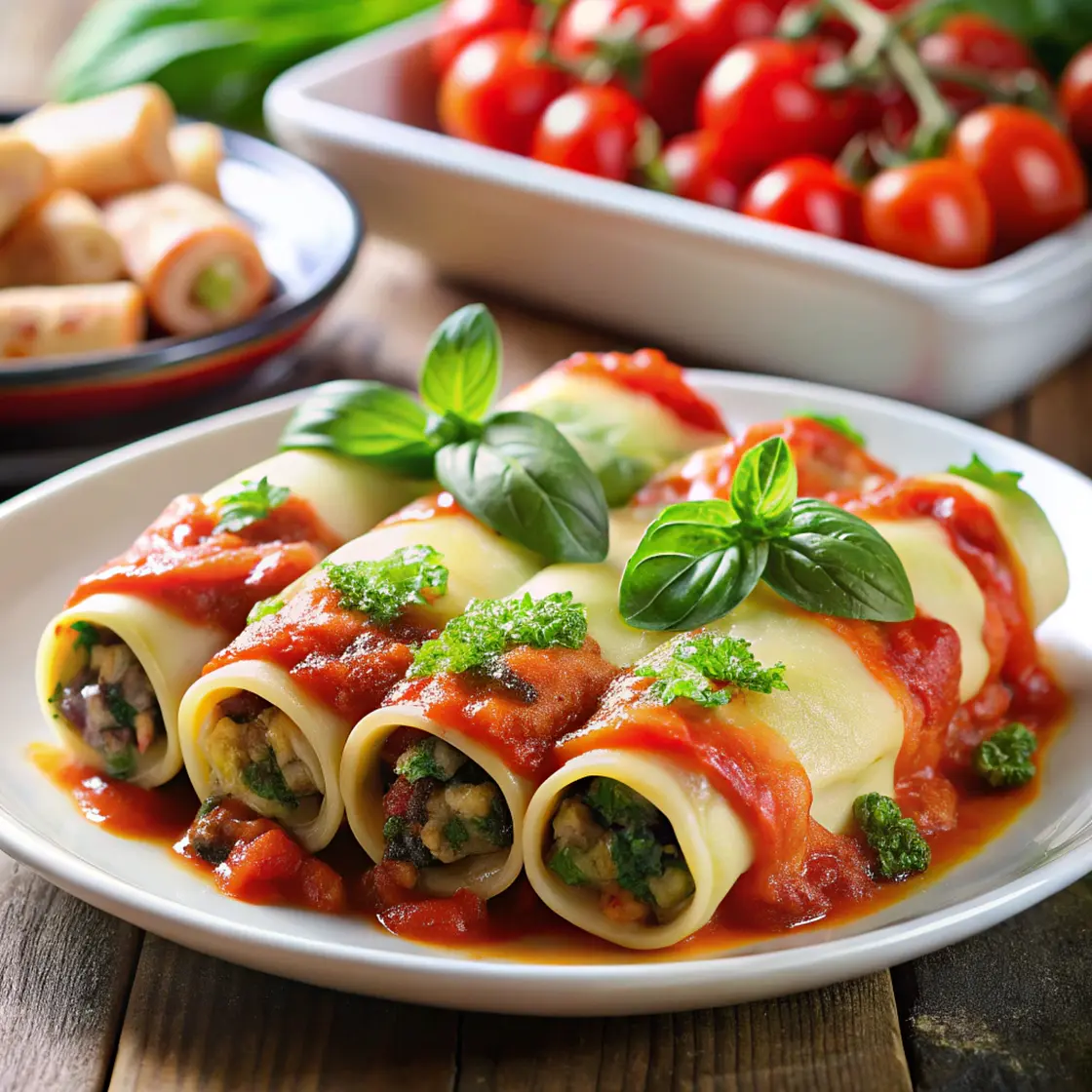 Cannelloni mit Auberginen- und Paprikafüllung