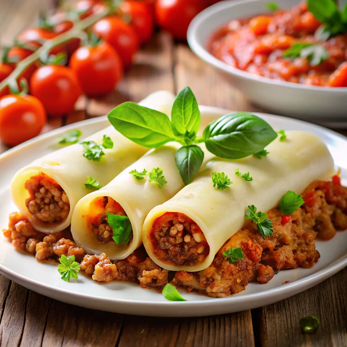 Cannelloni mit Linsen-Bolognese-Füllung