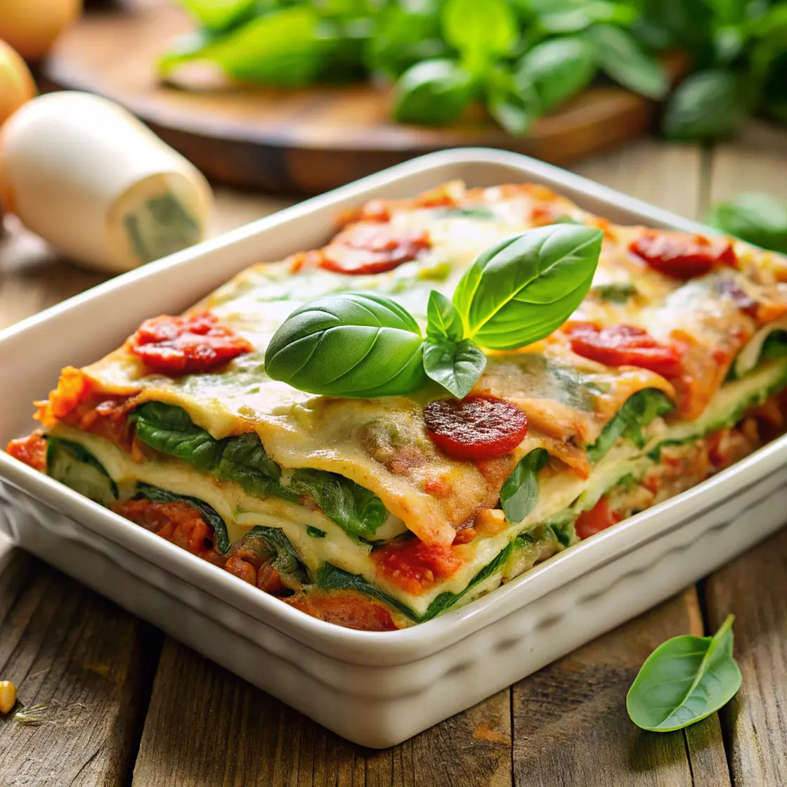 Vegane Zucchini-Spinat-Lasagne