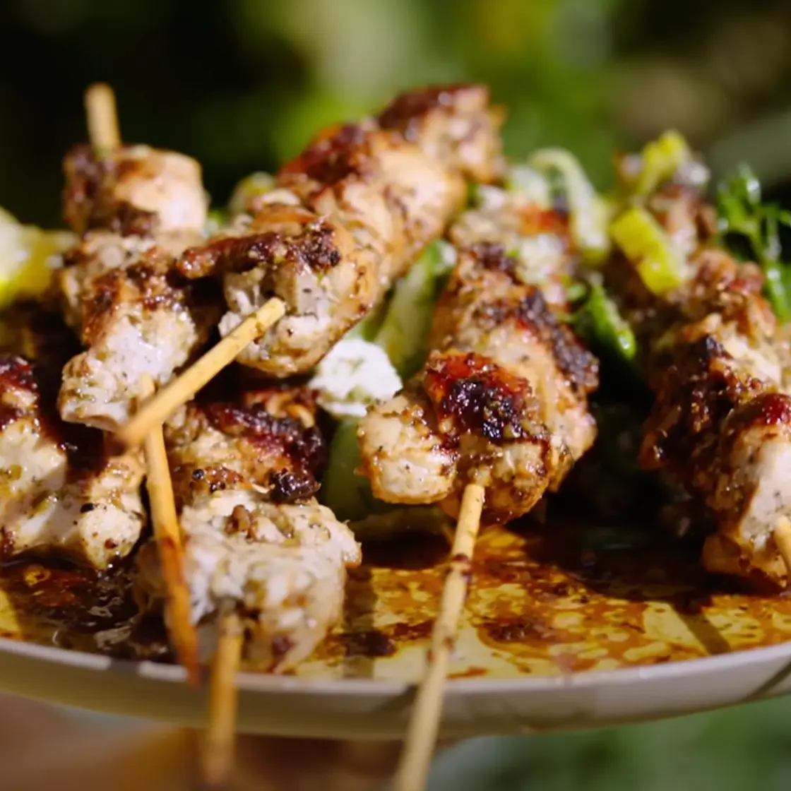 Flavor Bomb" Chicken Skewers with Feta and Pickles