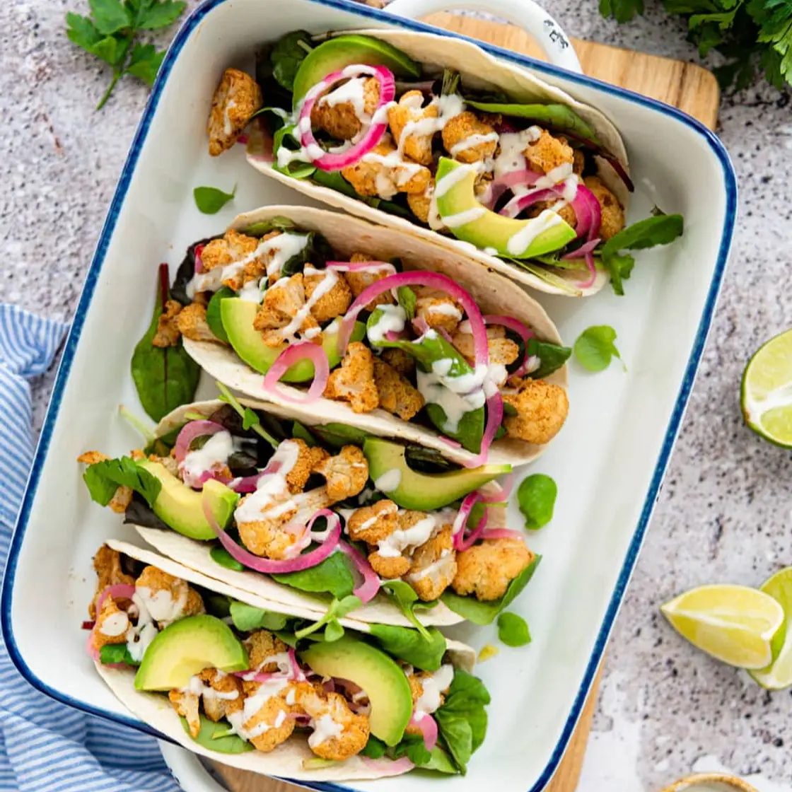 Vegetarische wraps met gegrilde bloemkool