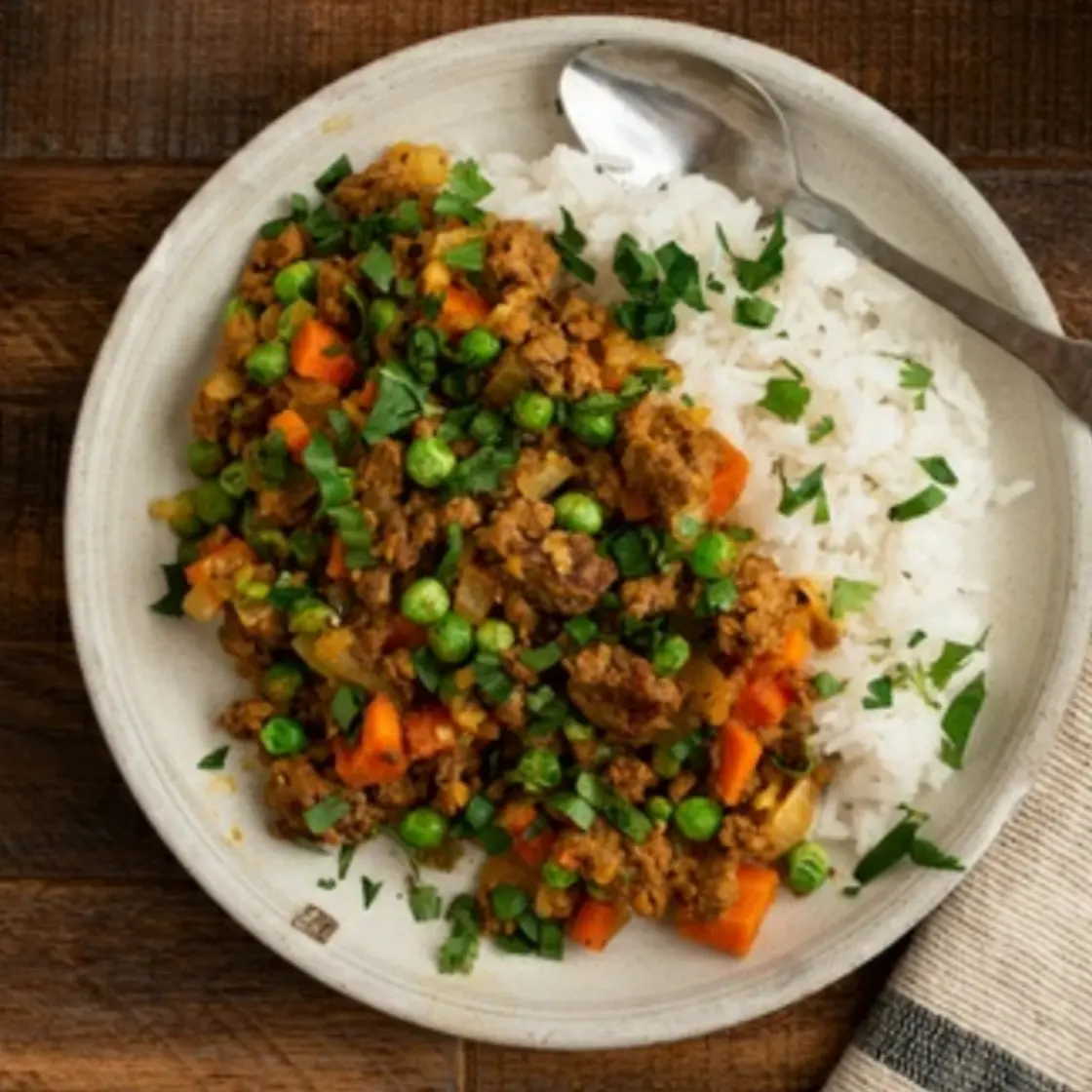 Dinner 6 beef keema and rice
