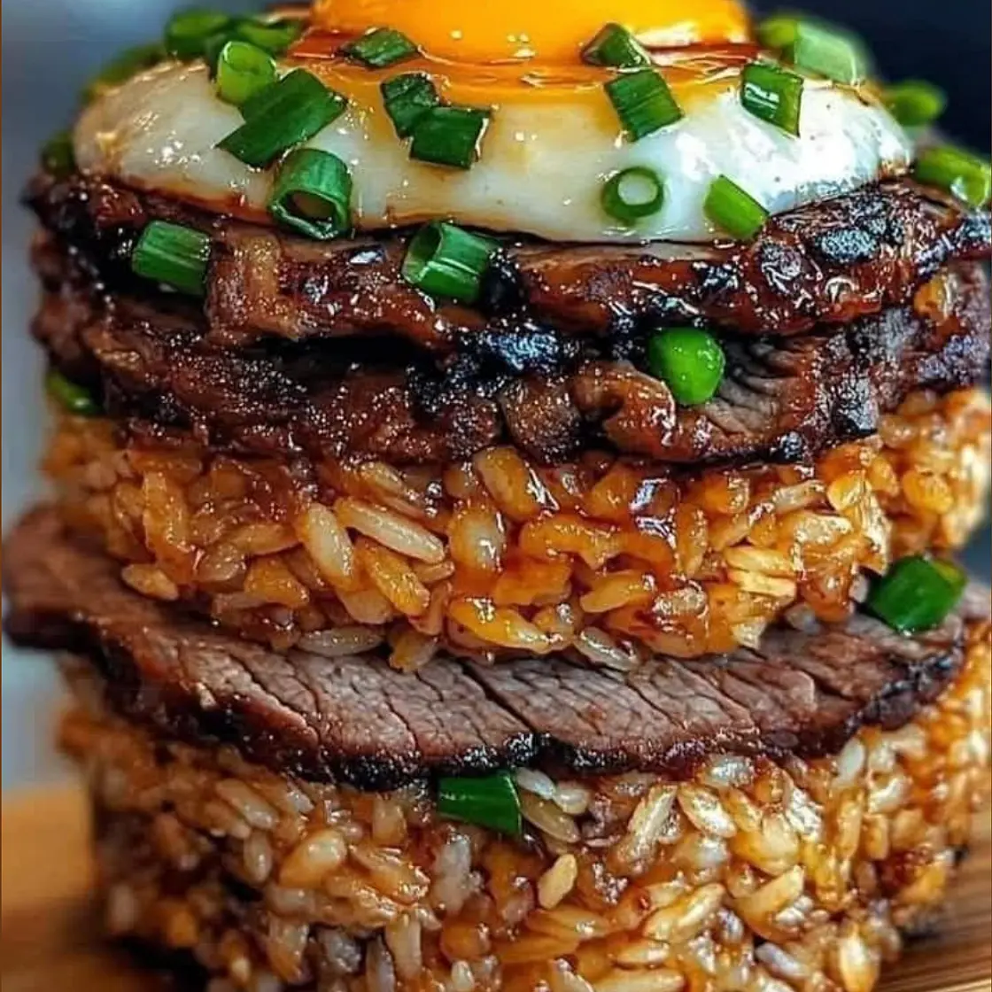 Korean BBQ Beef Rice Stack