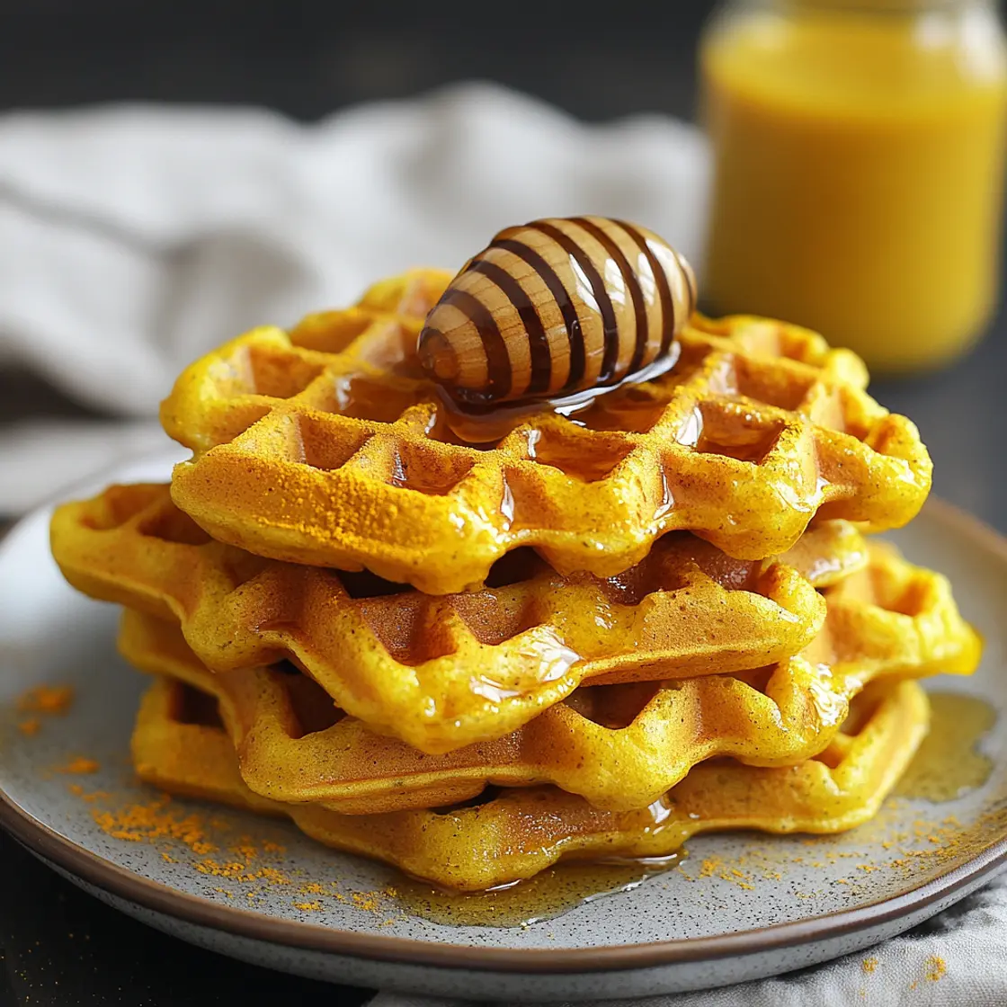 Vegan Waffles with Hot Honey and Turmeric