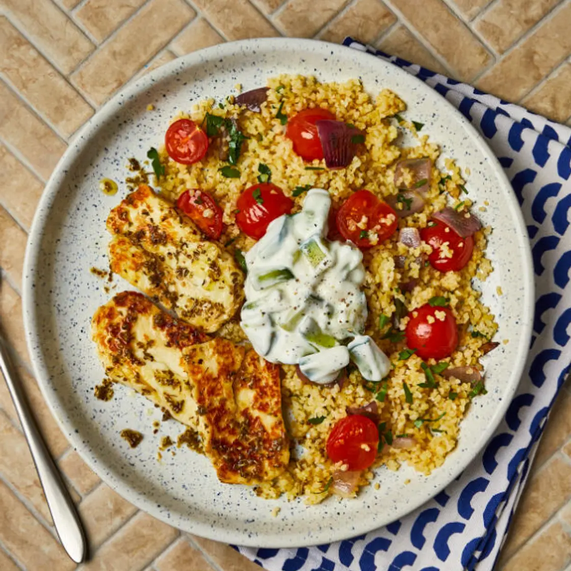 Lemony Halloumi And Veg Bulgur
