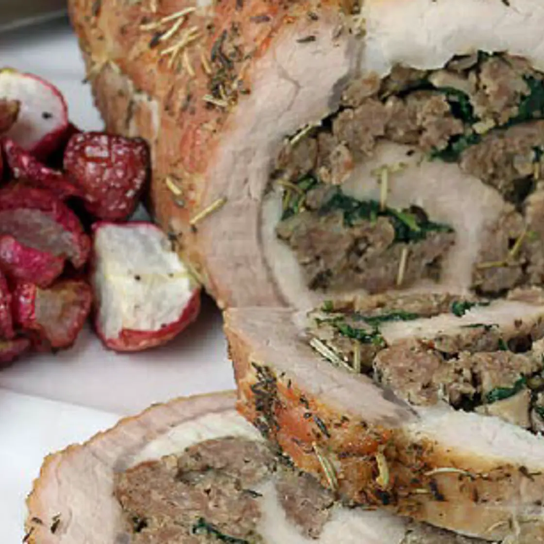 Sausage Stuff Pork Tenderloin with Adobo Chipotle Sauce