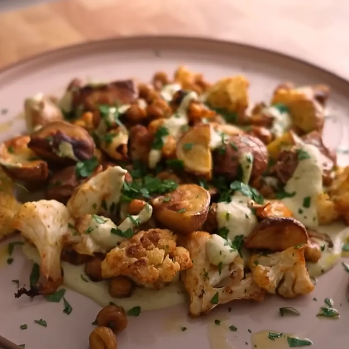 Sheet Pan Cauliflower Chickpea Tahini by Merle O'Neal