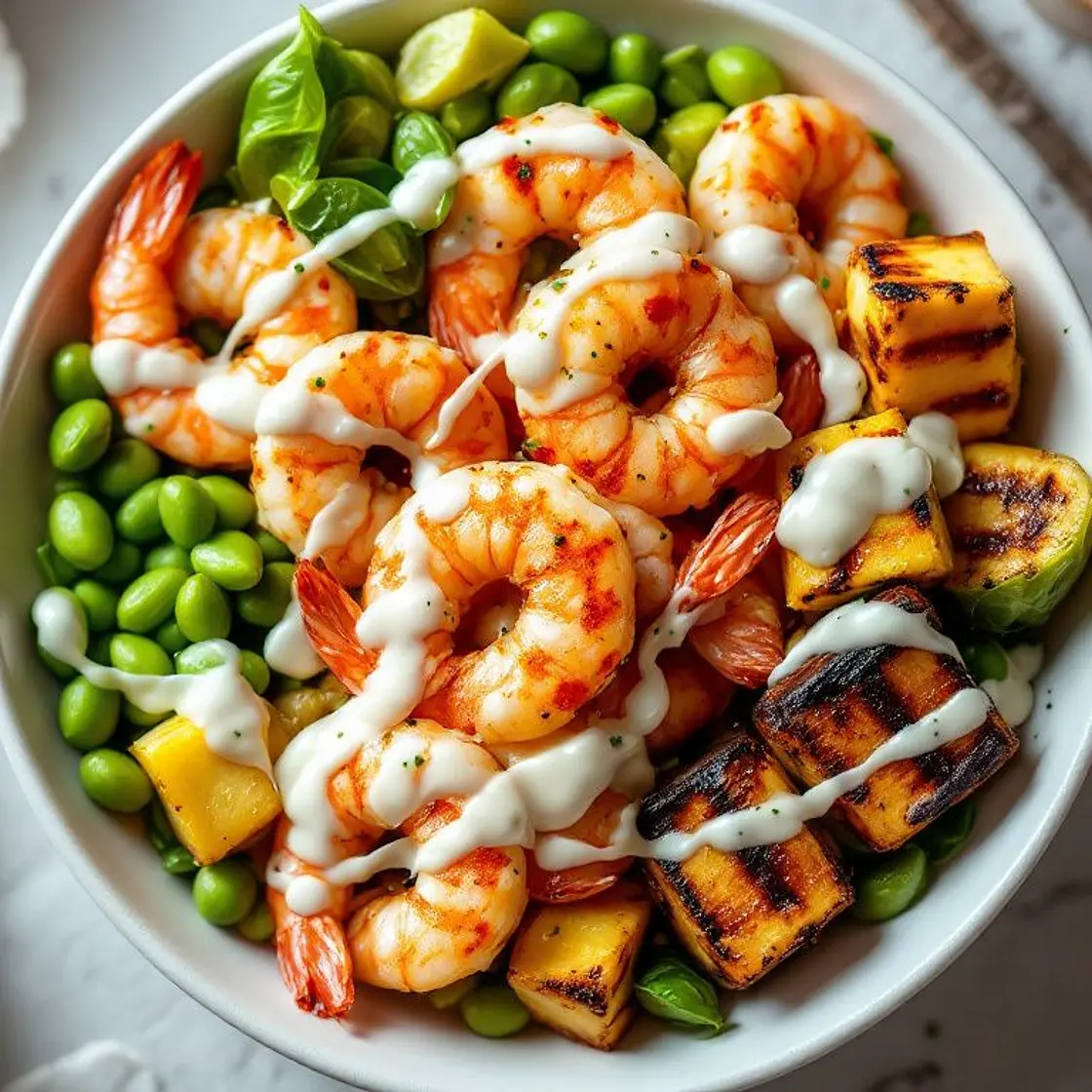 Ultra High-Protein Hawaiian Garlic Shrimp Bowl