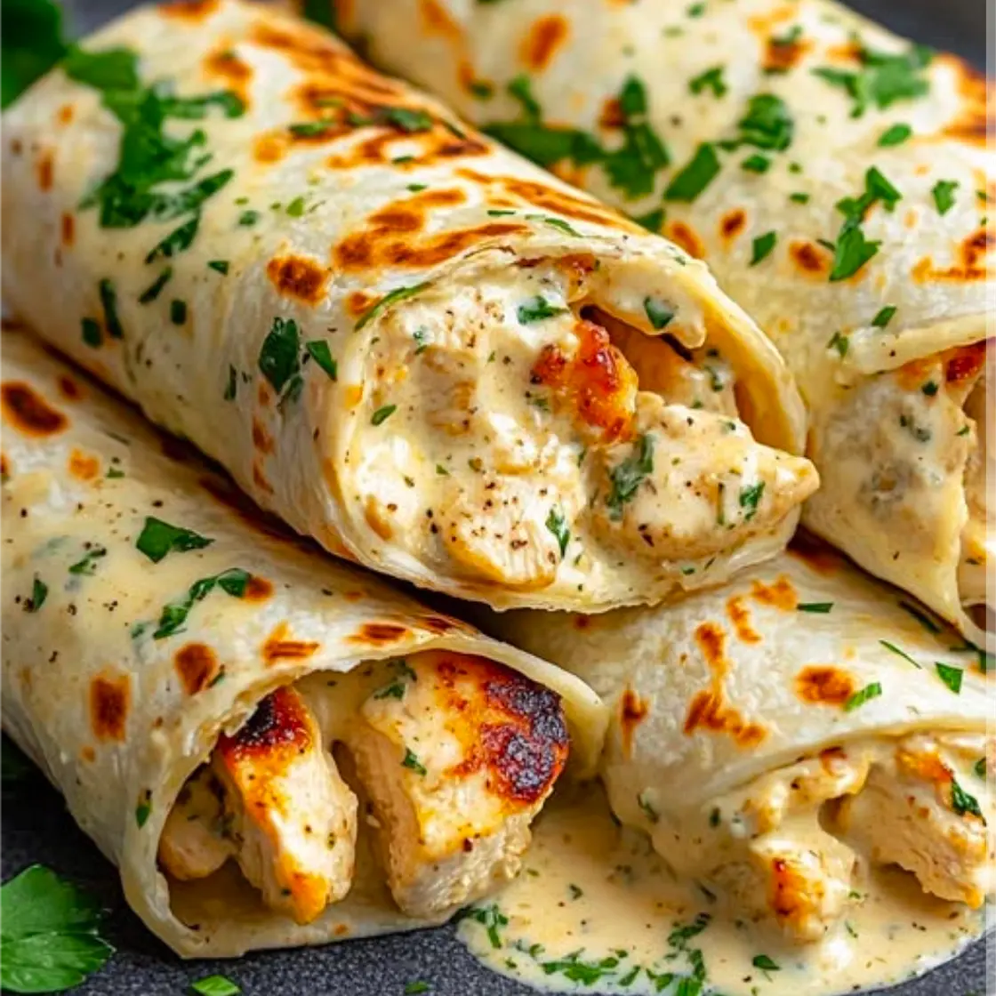 Savory Chicken Wraps with a Garlic Cream Sauce