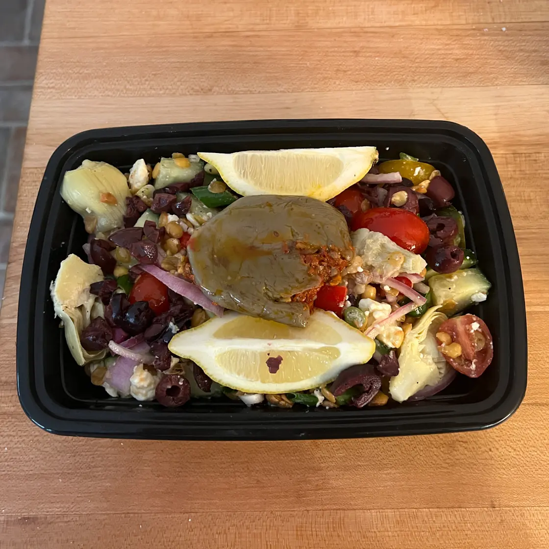 Lentil Salad with Feta, Tomatoes, Cucumbers & Olives