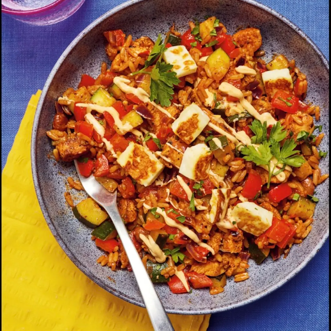 Honey Chipotle Chicken and Halloumi