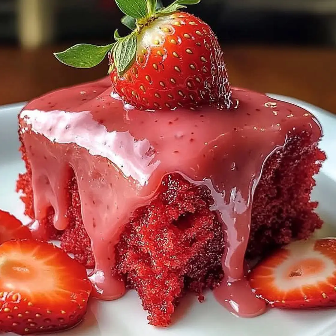 Delicious Glazed Strawberry Cake
