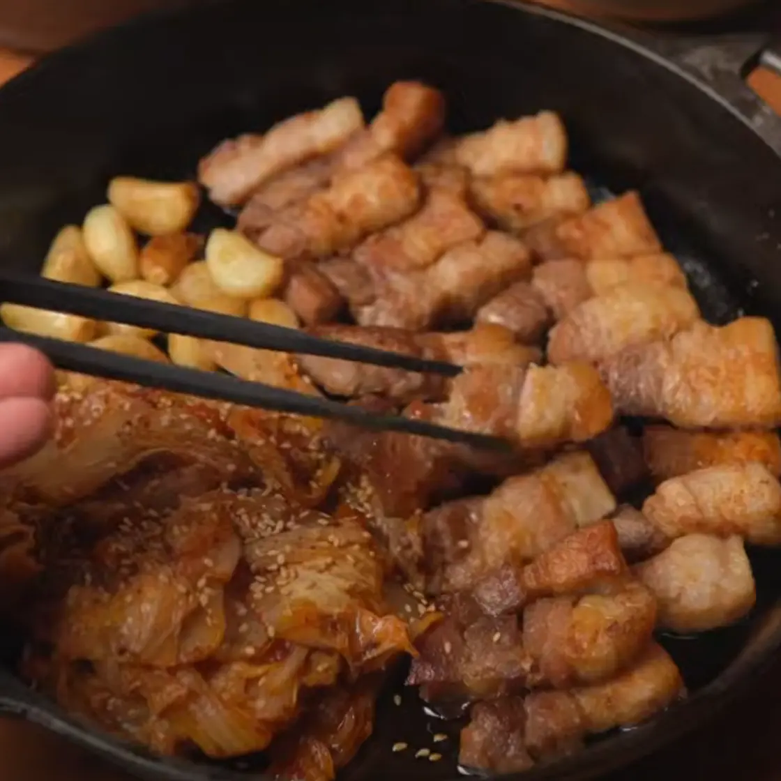 Pork Belly with Stir-Fried Kimchi