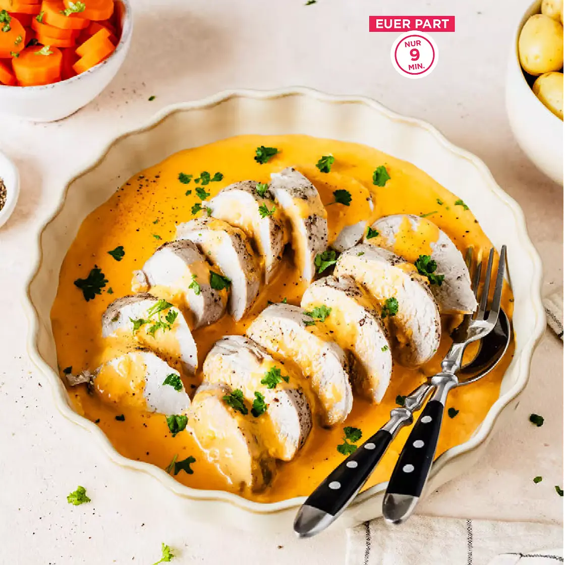 Schweinefilet mit Curry-Sahne-Soße