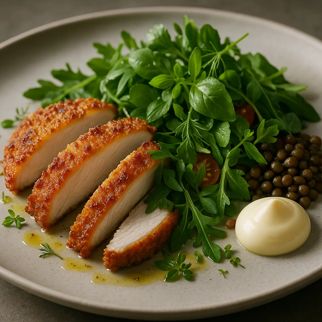Parmesan Chicken with Herb Salad