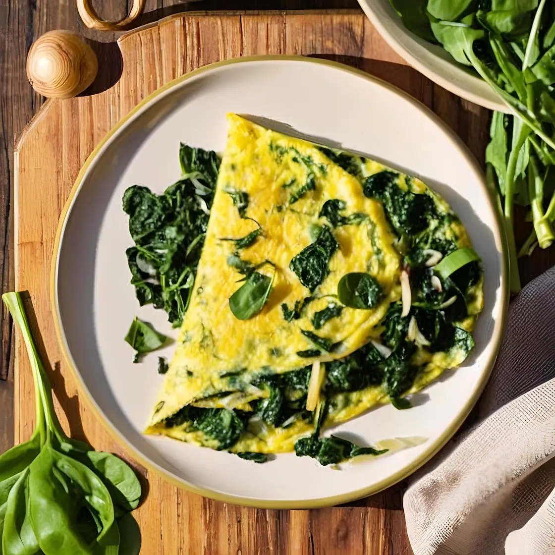 Tortilla de espinacas y cebolla