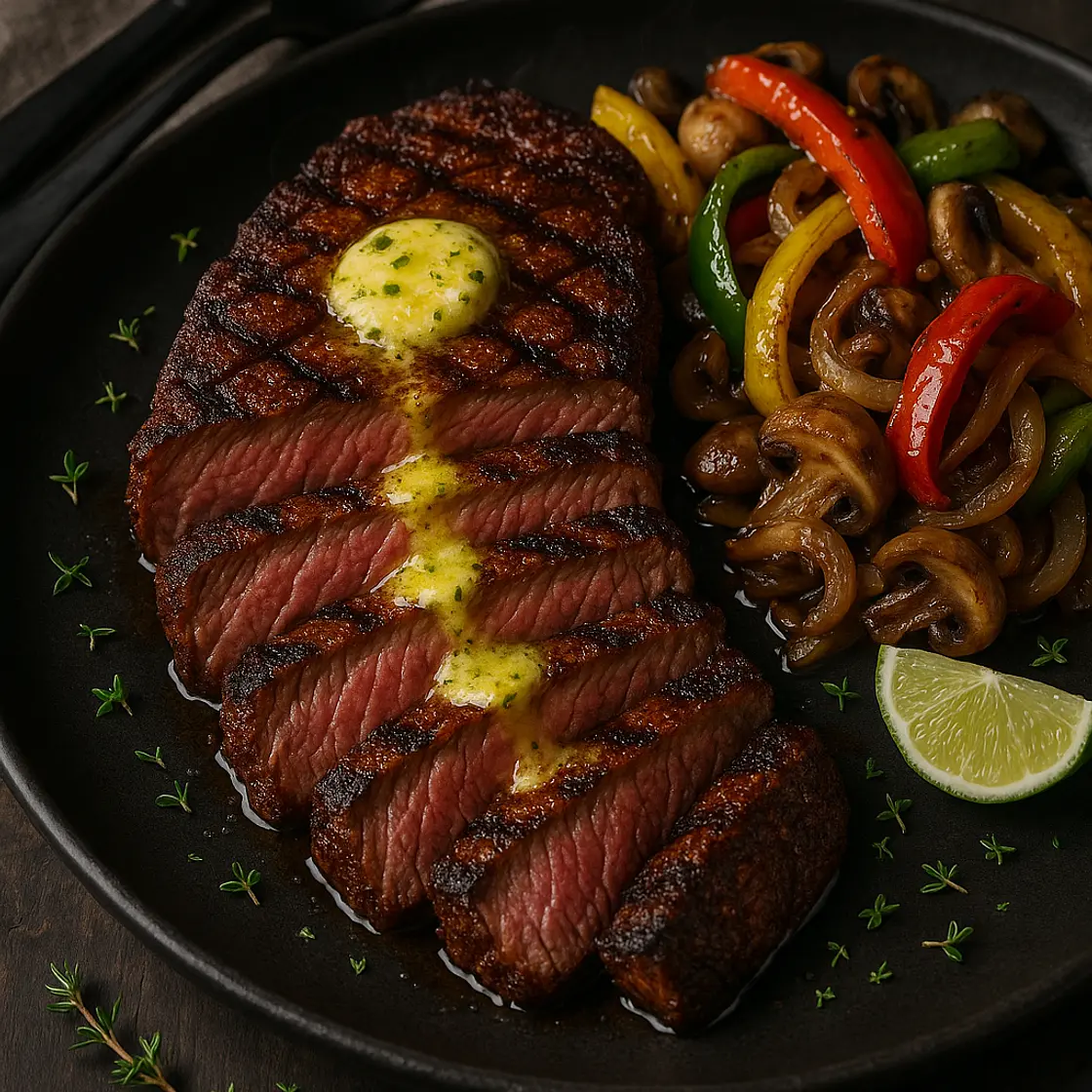 High-Protein Grilled Chili Steak with Garlic-Lime Butter