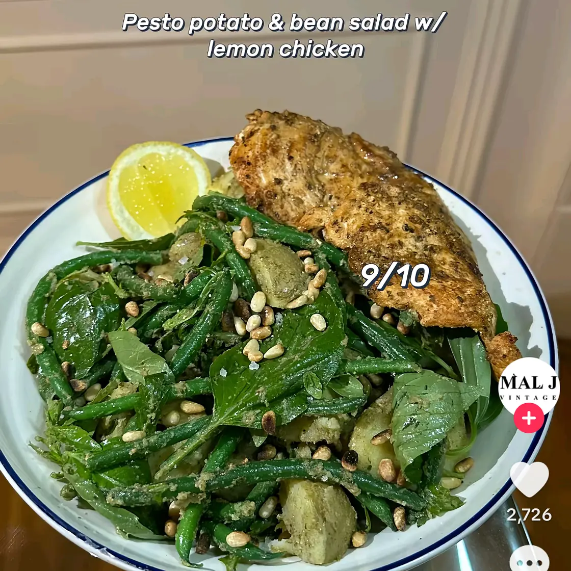 Pesto potato&bean salad with lemon chicken