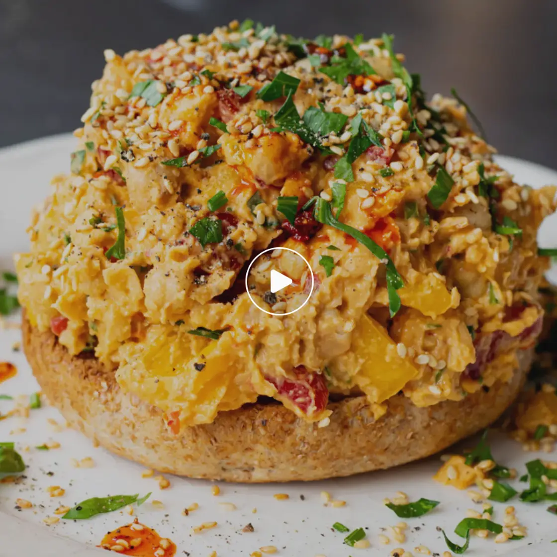 Chickpea, Tahini & Harissa Smoosh