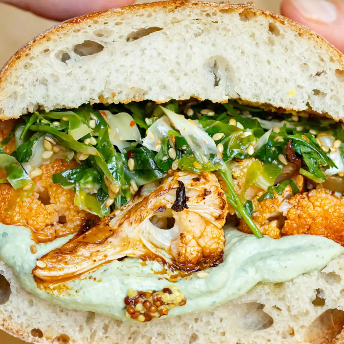 Spiced Cauliflower Sandwich with Herby Whipped Tofu
