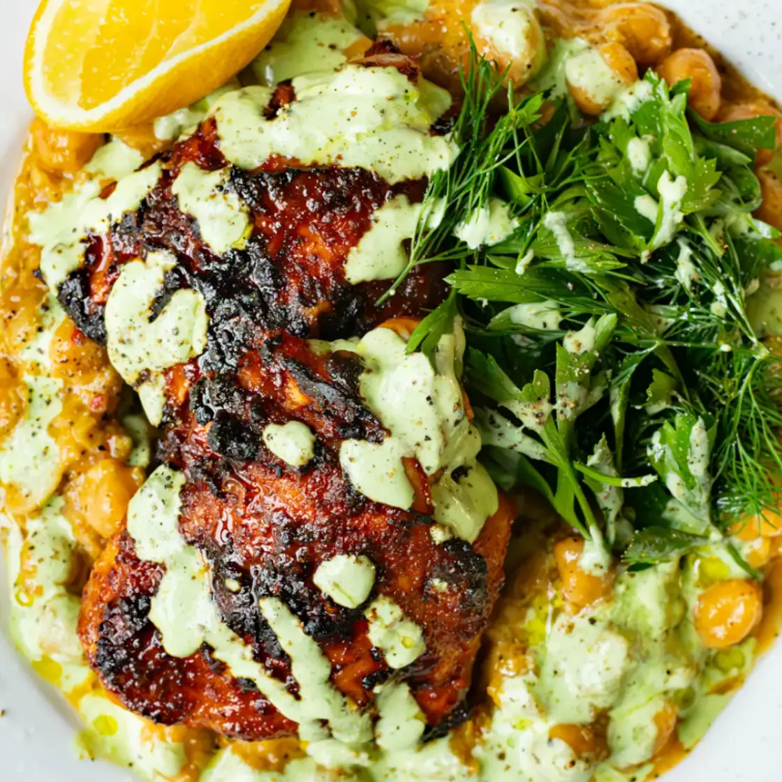 Honey-Dijon Roast Chicken with Leek-y Parmesan Chickpeas