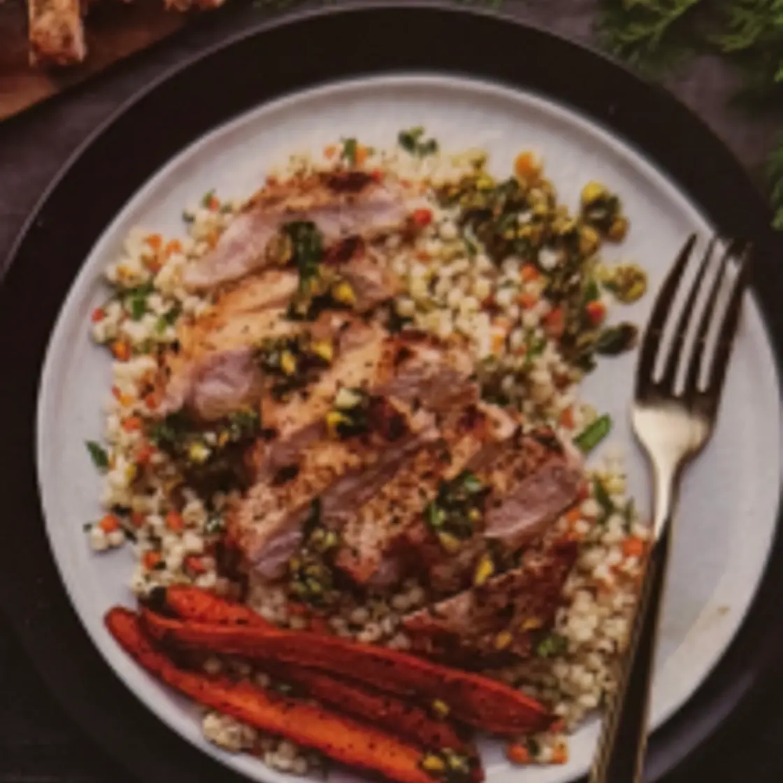 Seared Pork Chops with Pistachio-Parsley Gremolata