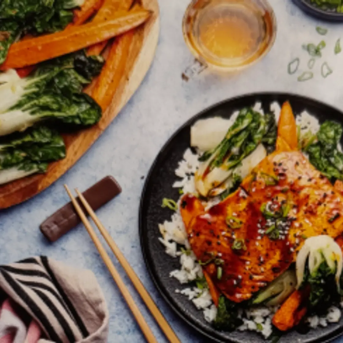 Teriyaki Salmon Bowls over Sushi-Style Rice