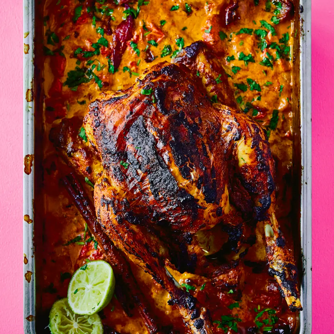 One Tin Whole Butter Chicken with Sweet Potatoes & Red Onion - Rukmini Iyer