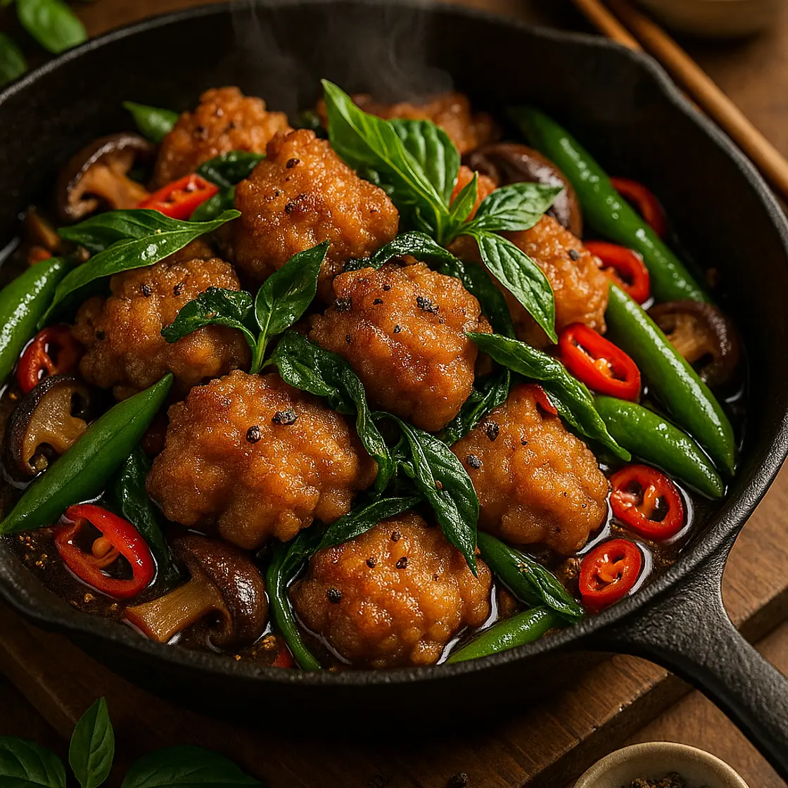 Taiwanese-style Chicken With Basil And Sichuan Pepper-salt