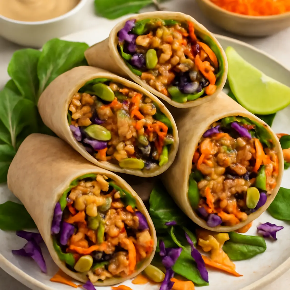 High-Protein Peanut Chicken Mince Wraps