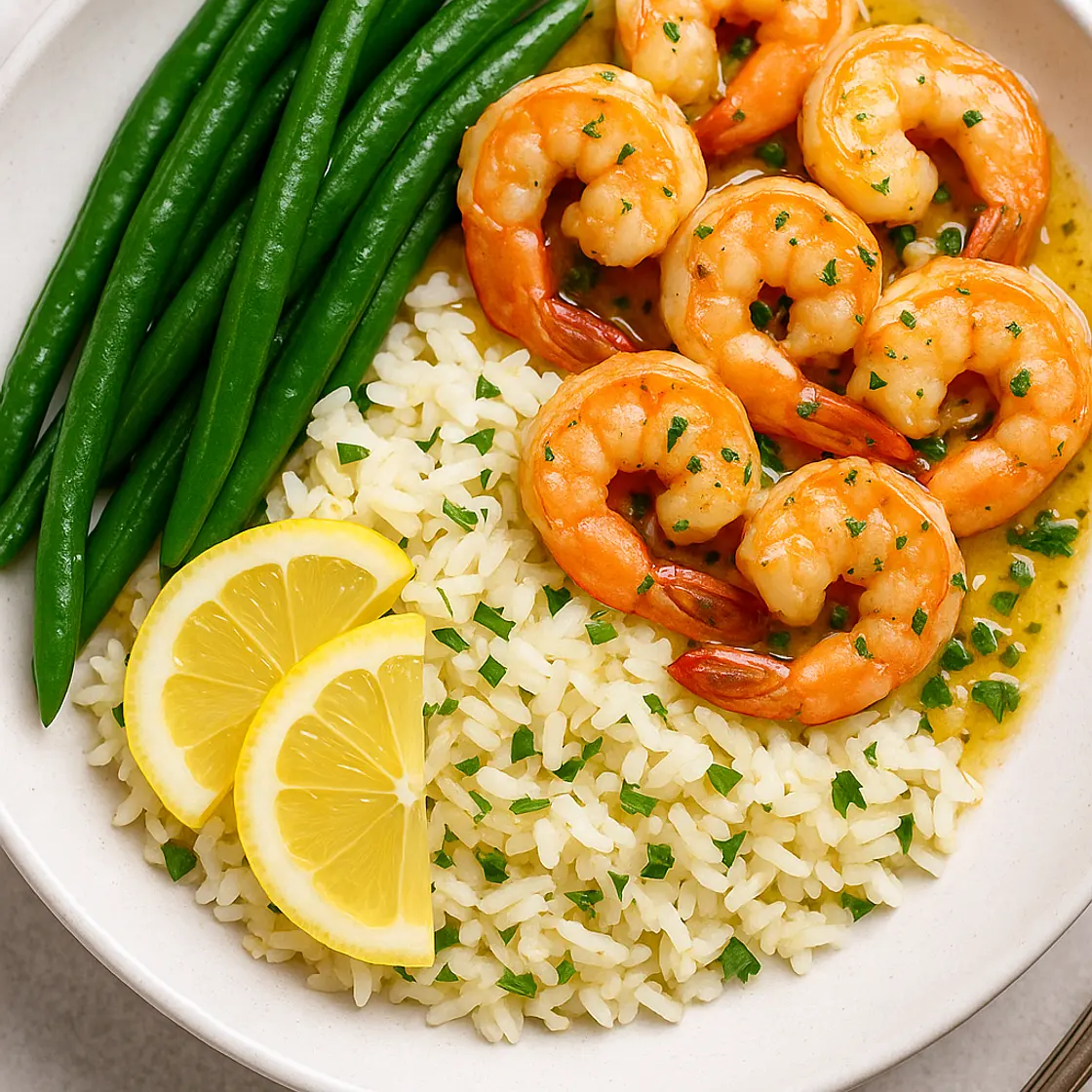 Garlic Butter Shrimp with Lemon Rice Pilaf