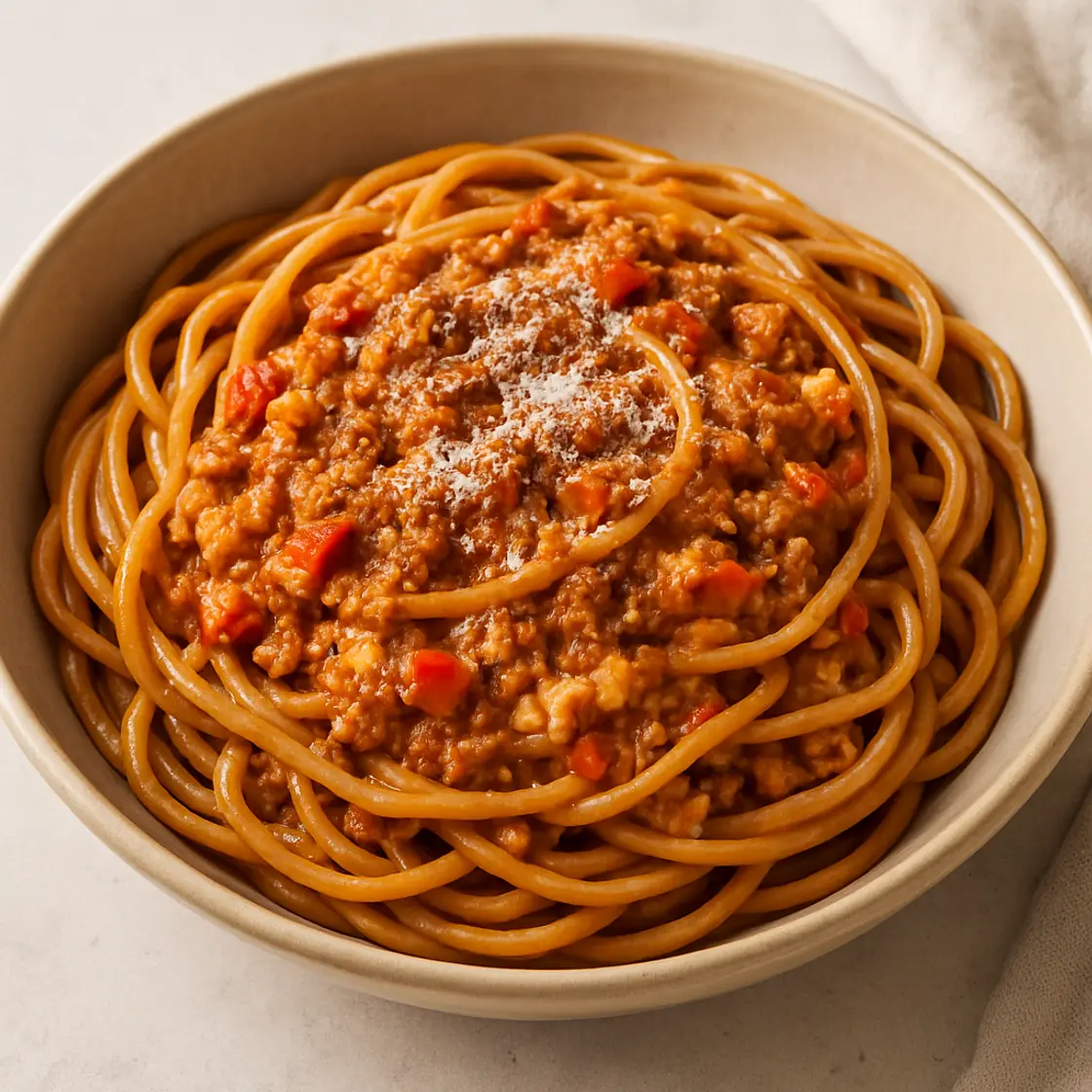 Spaghetti bolognaise crémeuse x3 🍝 • 📊 685 Kcal | 42P 55G 29L 10F