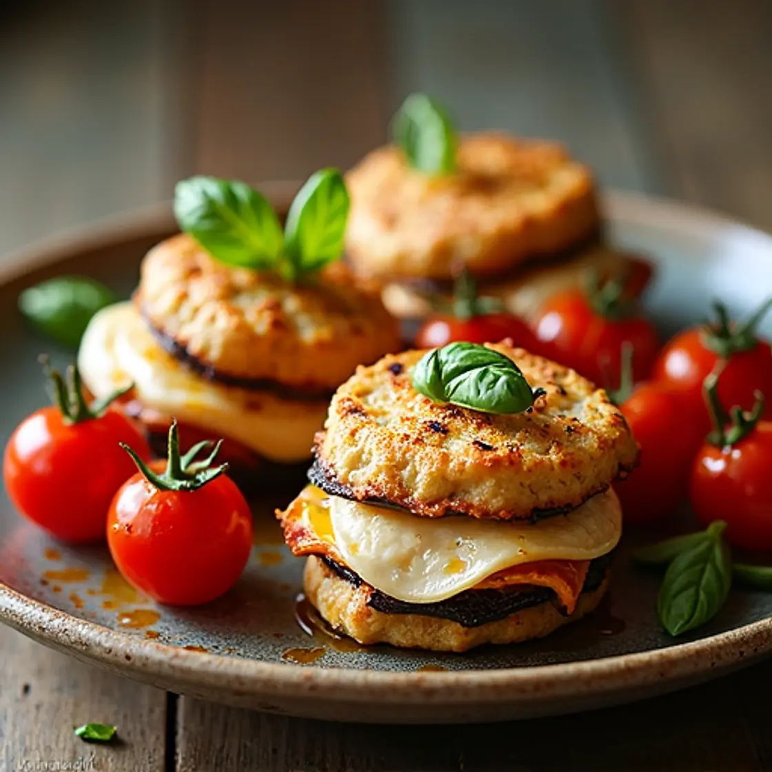 High-Protein Eggplant Valdostana with Stuffed Cherry Tomatoes