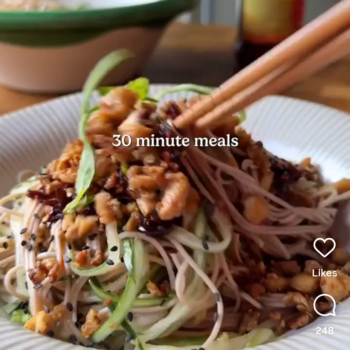 Cold sobu tofu salad with cucumber